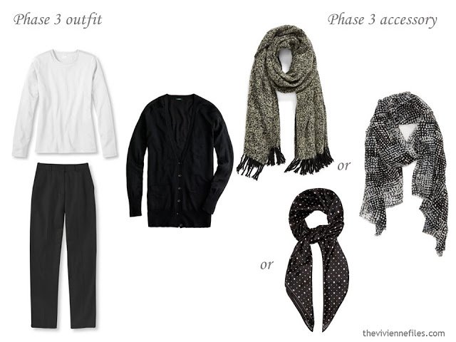 3 scarf choices to wear with a black and white outfit