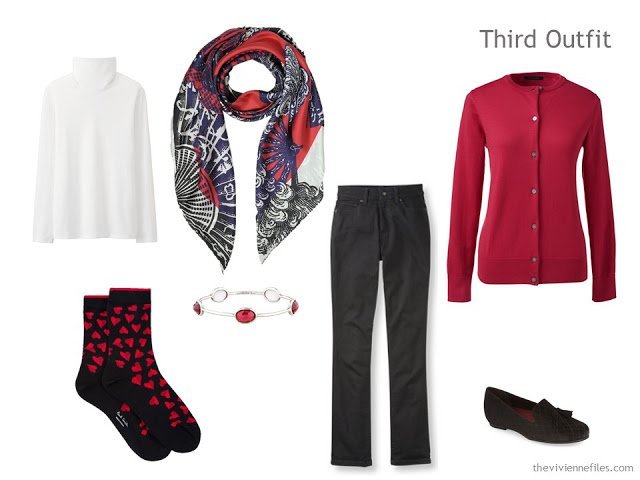A Winter Travel Capsule Wardrobe in Black, Red and White