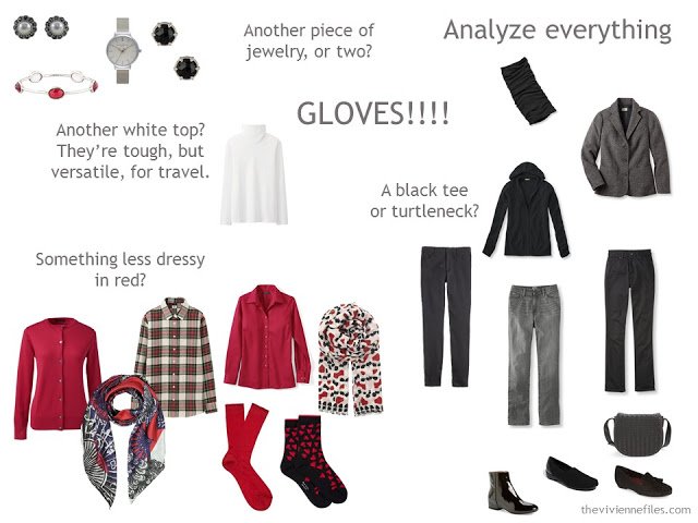 A Winter Travel Capsule Wardrobe in Black, Red and White