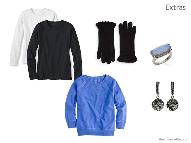 A Winter Travel Capsule Wardrobe in Black, Blue and White