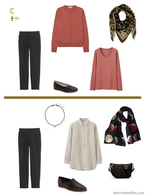 A travel Capsule Wardrobe color palette inspired by art: Owl on Ginko Branch by Ohara Koson