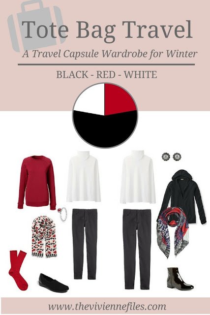 A Winter Travel Capsule Wardrobe in Black, Red and White