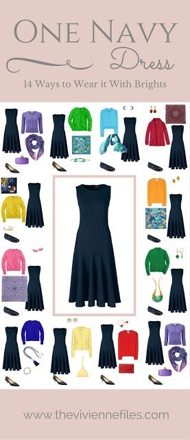 One Navy Dress in a Capsule Wardrobe: 14 Ways to Wear it With Bright Colors