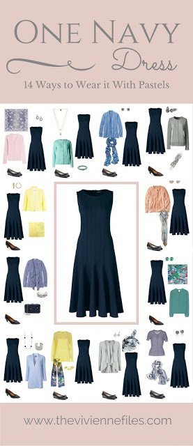 One Navy Dress in a Capsule Wardrobe: 14 Ways to Wear it With Pastels