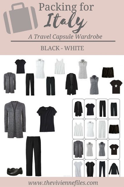 What to pack for travel to Italy; A travel capsule wardrobe in black and white