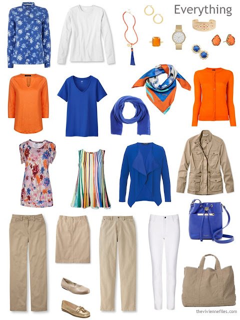 A Capsule Wardrobe in Beige, Bright Blue and Orange: Expanding Your Accessories