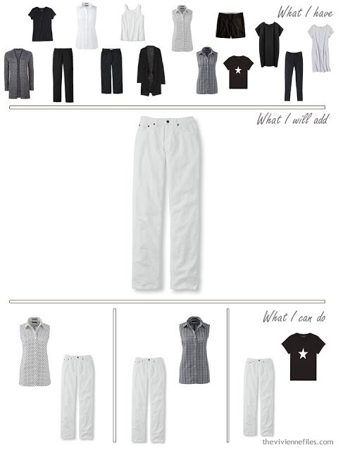 add a pair of white jeans to a travel capsule wardrobe