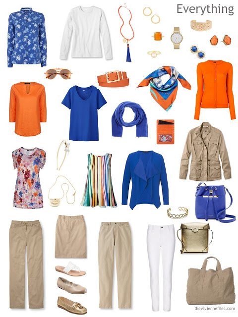 A Capsule Wardrobe in Beige, Bright Blue and Orange: Expanding Your Accessories