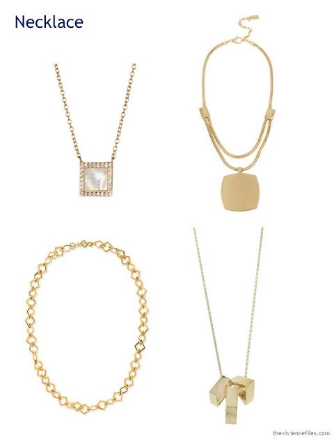 four square gold necklaces/pendants