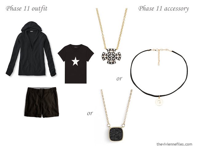 three choices of black necklaces to wear with a summer outfit