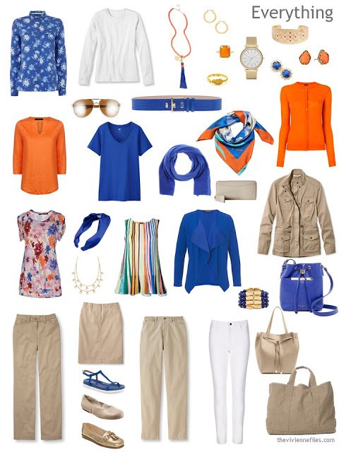 A Capsule Wardrobe in Beige, Bright Blue and Orange: Expanding Your Accessories