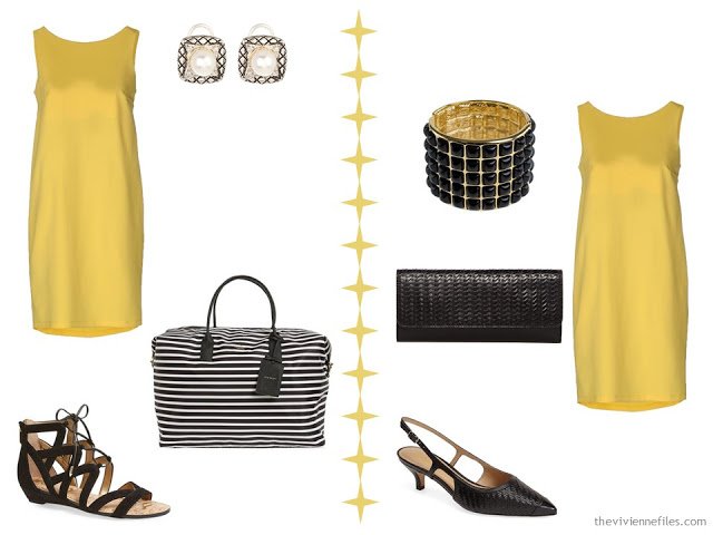 Two ways to wear a yellow dress with accessories