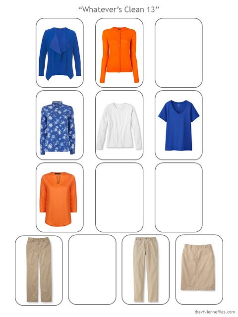 A Capsule Wardrobe in Beige, Bright Blue and Orange: From Travel Wardrobe to Whatever's Clean