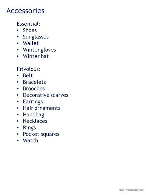 list of accessories - which are essential, and which are frivolous