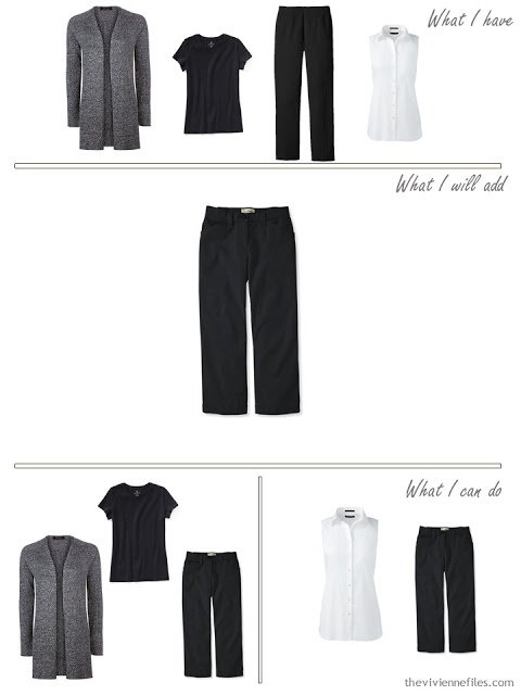 adding black cropped pants to a travel capsule wardrobe