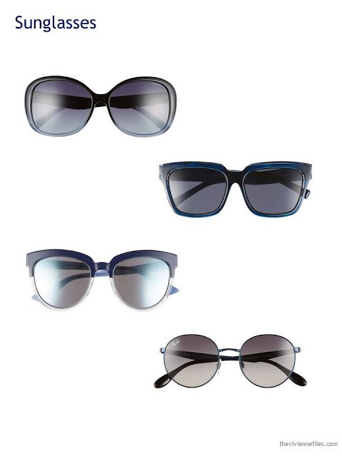 4 choices of navy blue sunglasses