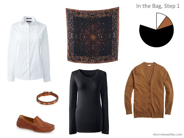 A travel capsule wardrobe in black, blue, and brown inspired by Art: Wing of a European Roller by Albrecht Durer