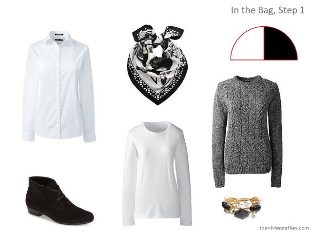 adding black and white pieces to a travel capsule wardrobe