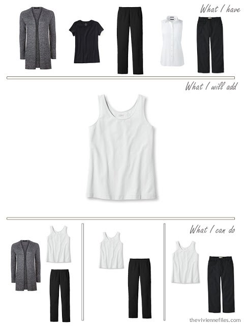 add a white tank top to a travel capsule wardrobe