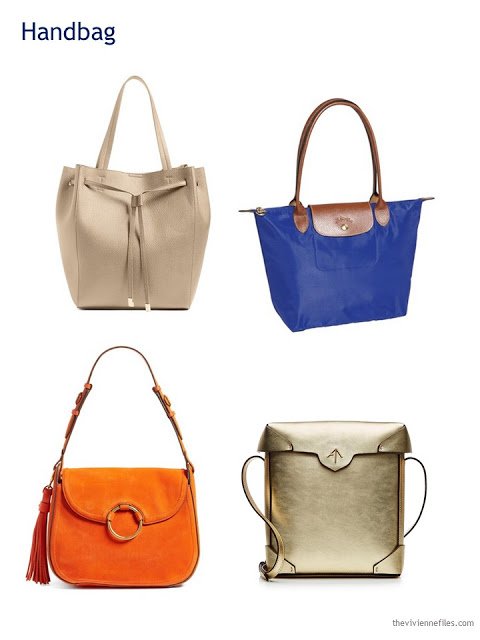 A Capsule Wardrobe in Beige, Bright Blue and Orange: Expanding Your Accessories - handbags