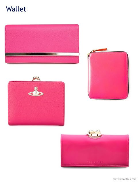 four hot pink wallets