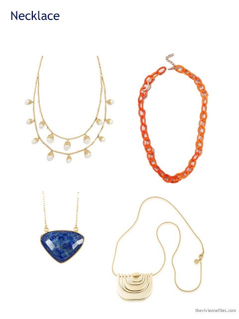 A Capsule Wardrobe in Beige, Bright Blue and Orange: Expanding Your Accessories - necklaces