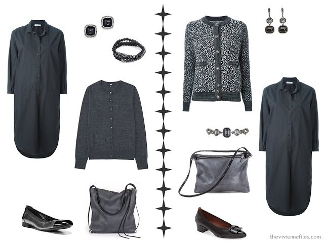 How to accessorize a grey dress with shades of grey accessories