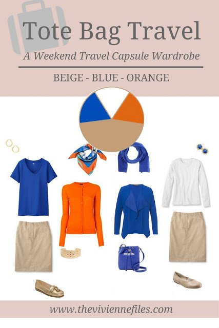Packing Light: A "Six-Pack" Travel Capsule Wardrobe in Beige, Bright Blue and Orange