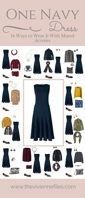 One Navy Dress in a Capsule Wardrobe: 14 Ways to Wear it With Muted Accents