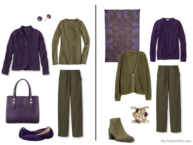 Capsule wardrobe colour palette inspiration - a pinch of plum with olive