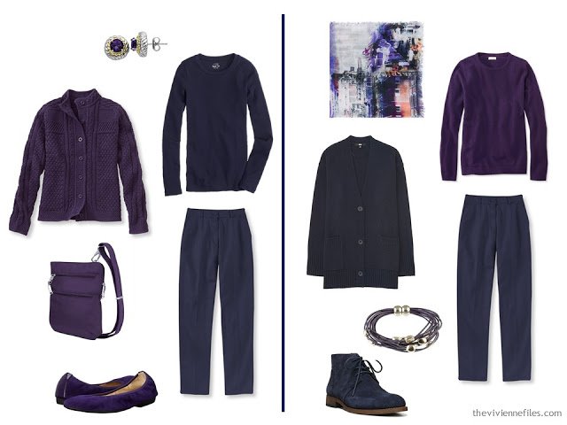 Capsule wardrobe colour palette inspiration - a pinch of plum with navy