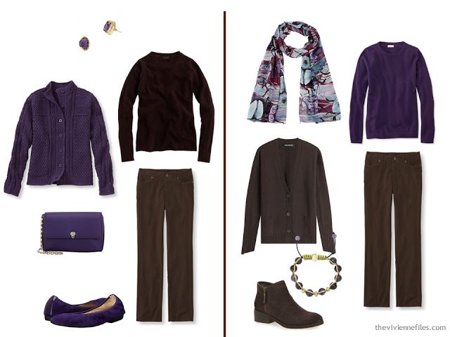 Capsule wardrobe colour palette inspiration - a pinch of plum with brown