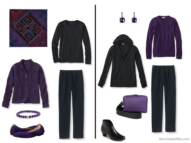 Capsule wardrobe colour palette inspiration - a pinch of plum with black