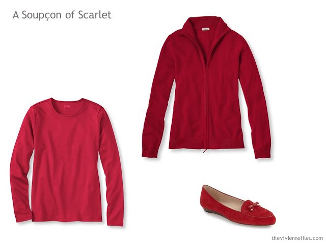 How to wear a soupcon of scarlet red in the capsule wardrobe