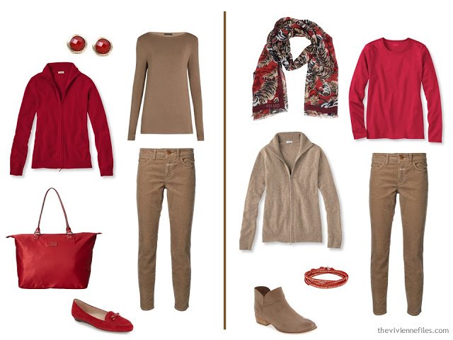 How to wear a soupcon of scarlet red in the capsule wardrobe