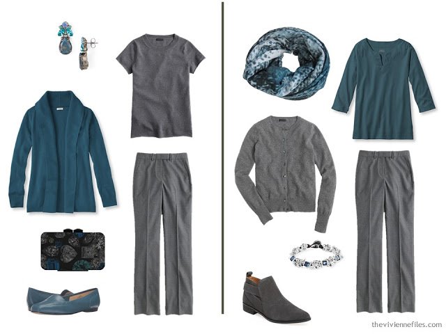 How to wear teal with grey