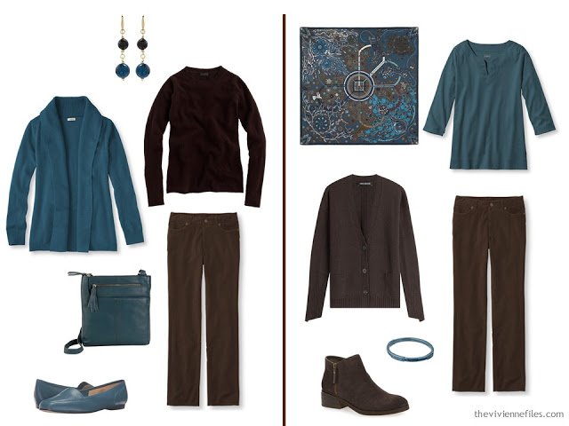 How to wear teal with dark chocolate brown