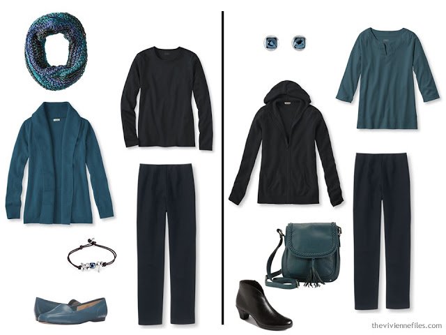 How to wear teal and black together