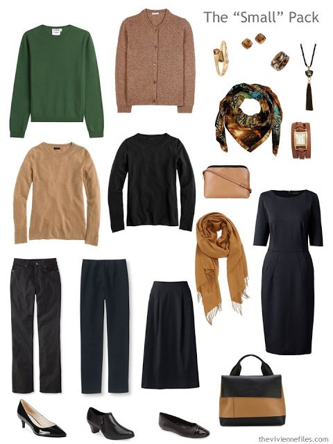 Capsule wardrobe in a brown, green, and blue color palette, inspired by art: Portrait of Marevna by Diego Rivera