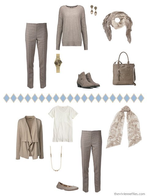 Capsule wardrobe in a blue and beige color palette inspired by art - Portrait of Pablo Picasso by Juan Gris