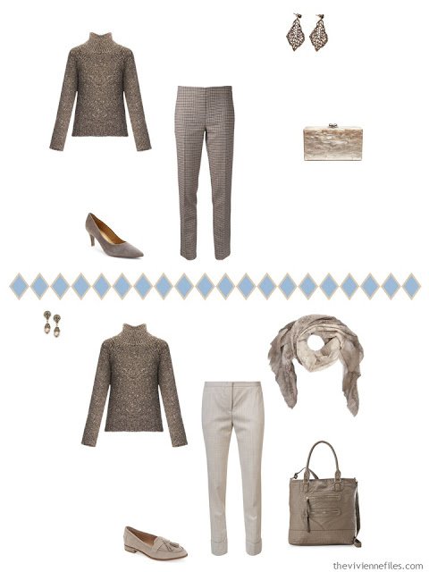 Capsule wardrobe in a blue and beige color palette inspired by art - Portrait of Pablo Picasso by Juan Gris