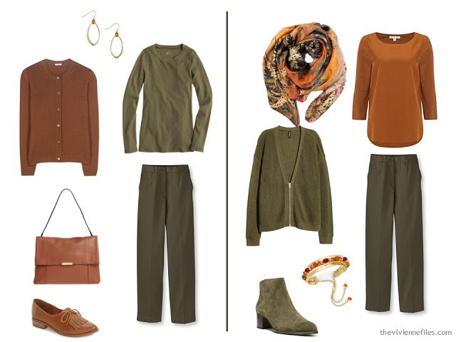 Capsule wardrobe colour palette inspiration - a dash of cinnamon with olive