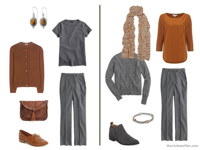 Capsule wardrobe colour palette inspiration - a dash of cinnamon with grey