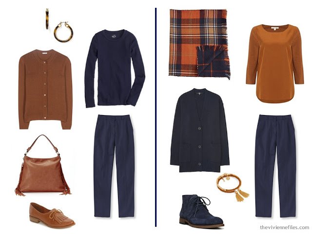 Capsule wardrobe colour palette inspiration - a dash of cinnamon with navy