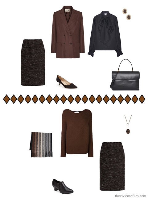 How to wear brown and black together - two ideas