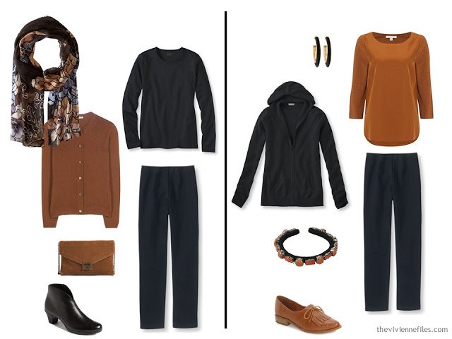 Capsule wardrobe colour palette inspiration - a dash of cinnamon with black