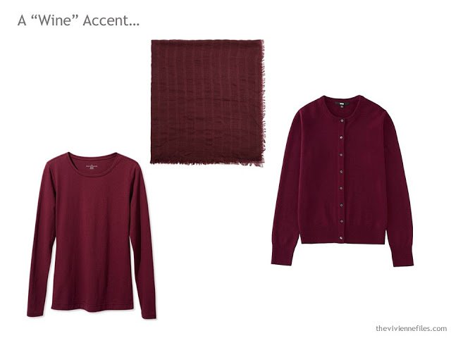 Capsule wardrobe colour palette inspiration - a drop of wine with 6 neutral colors