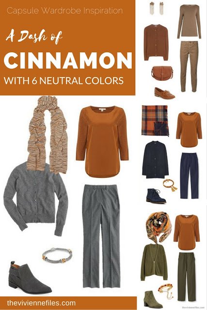 Capsule wardrobe colour palette inspiration - a dash of cinnamon with 6 neutral colors