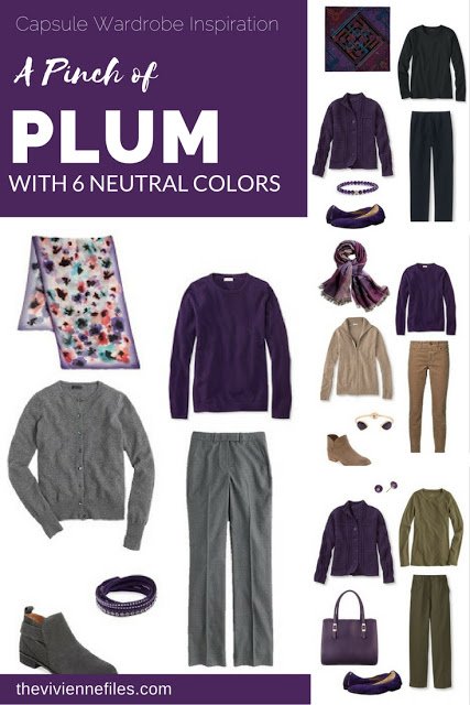 Capsule wardrobe colour palette inspiration - a pinch of plum with 6 neutral colors