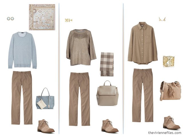 3 ways to wear sable chinos in a capsule wardrobe